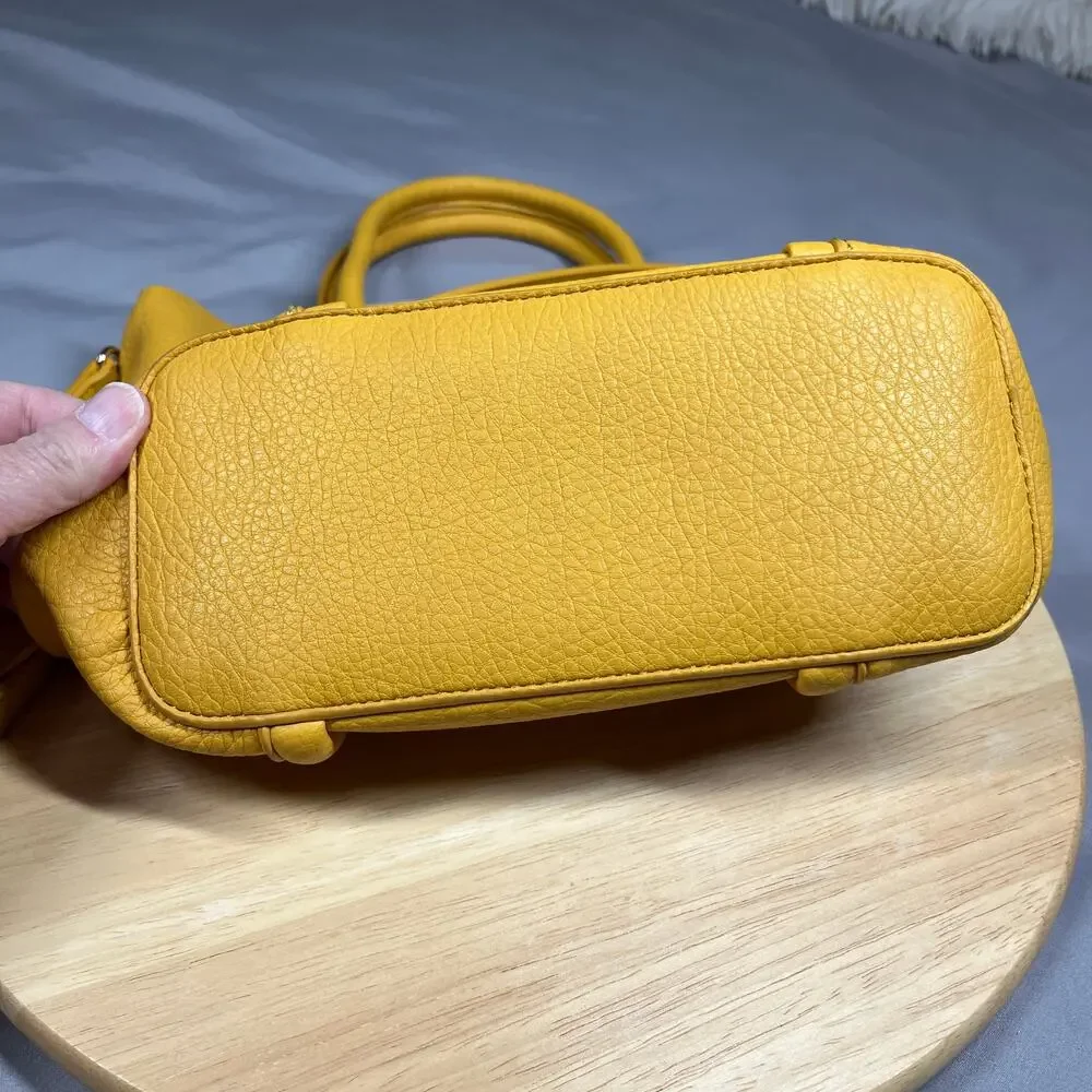 Louenhide Vegan Leather Tote/Crossbody Bag Two Way Purse Mustard Color Spring